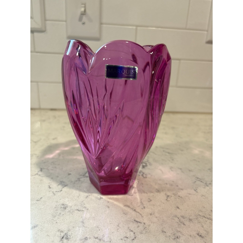Waterford‎ Marquis Lead Crystal Glass Sweet Memories Bright Pink Vase Germany